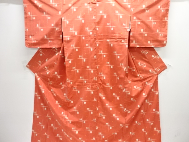 JAPANESE KIMONO / UNUSED / SILK / HAND WOVEN TSUMUGI / SQUARE & CROSS KASURI